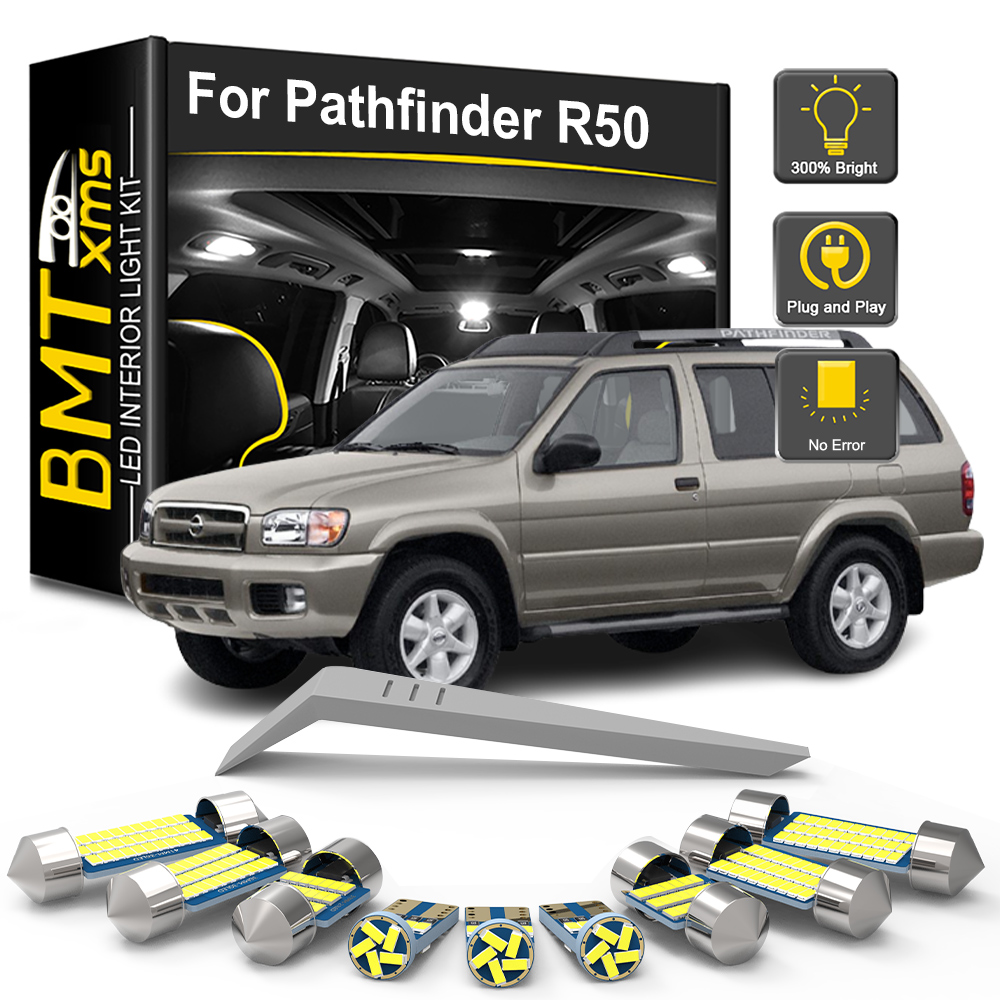 BMTxms 14PCS For Nissan Pathfinder R50 1996 1997 1998 1999 2000 2001 2002 2003 2004 Car LED Interior Light Bulb Kit Map Lamp