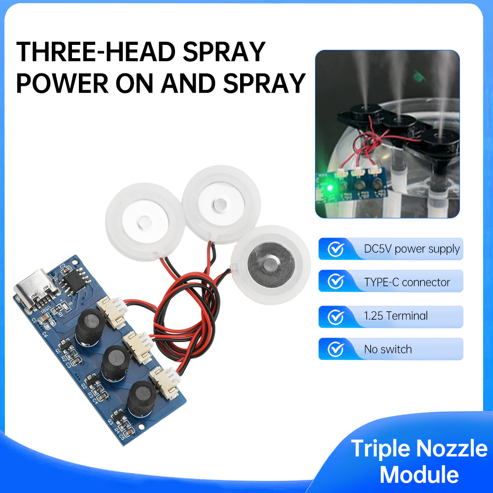 S-1 Set Dual Spray Electrified Direct Spray No Switch Ultrasonic Atomizer Humidifier Module Type C DC5V Single Module