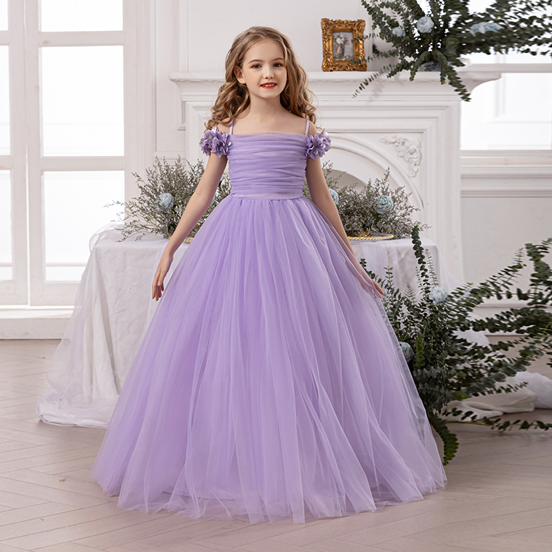 Puffy Flower Girls Dress Children Christmas Costume Kids Pageant Party Bridesmaid Dresses For Girl Princess Wedding Ball Gown