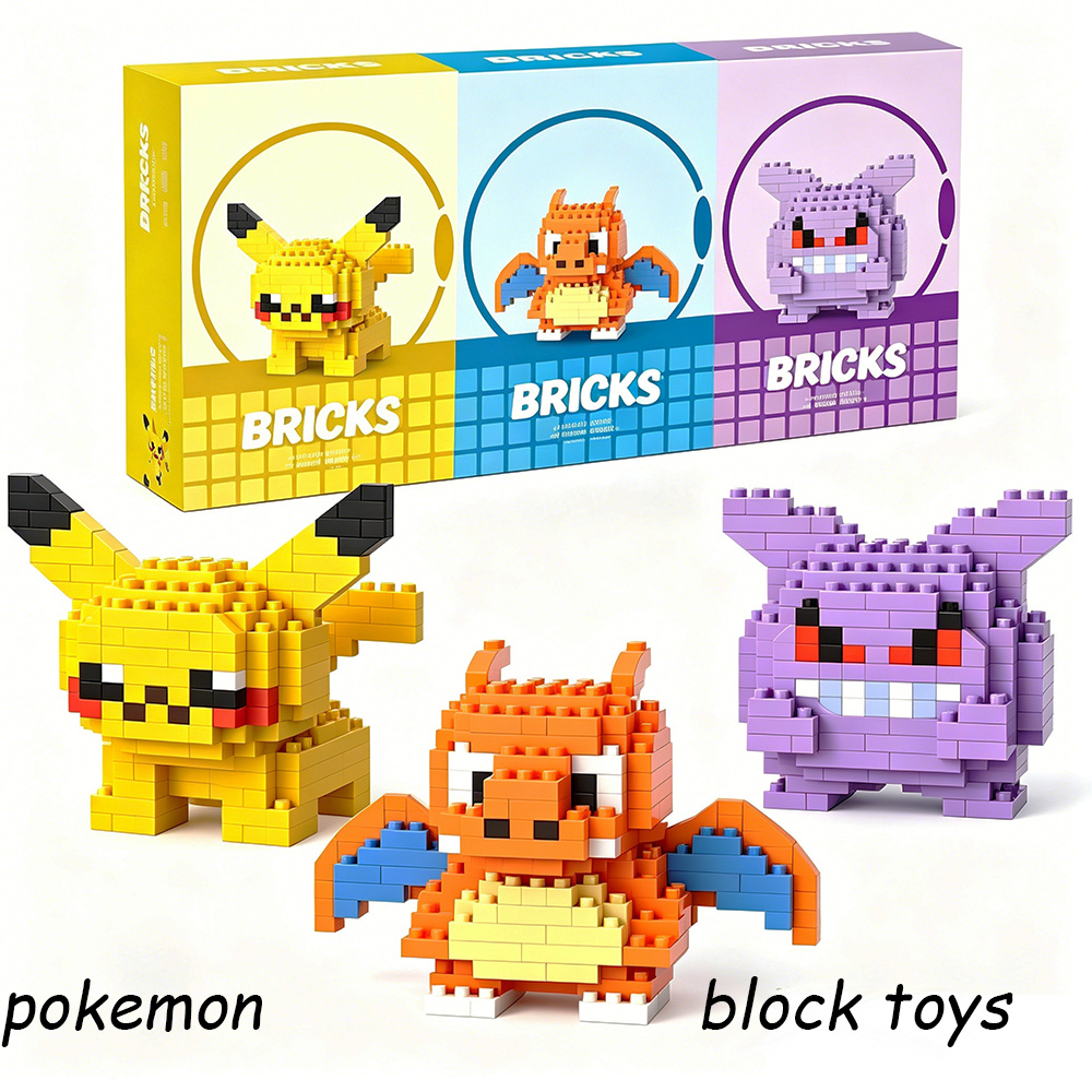Pokemon Construction toys Pokémon Gengar Action Animel Character Pikachu Charizard Model building block For kids