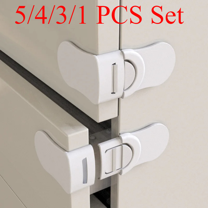 1/4 PCS Baby Safety Drawer Door Lock Multi-Function Child Protection Anti-Pinch Cabinet Refrigerator Safety Buckle Plastic