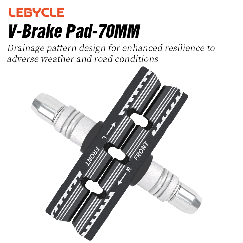 LEBYCLE MTB Road Bicycle V-Brake Pads Bike Brake Shoes 70mm 73mm Threaded For Linear Pull Brakes All weathers Low Noise