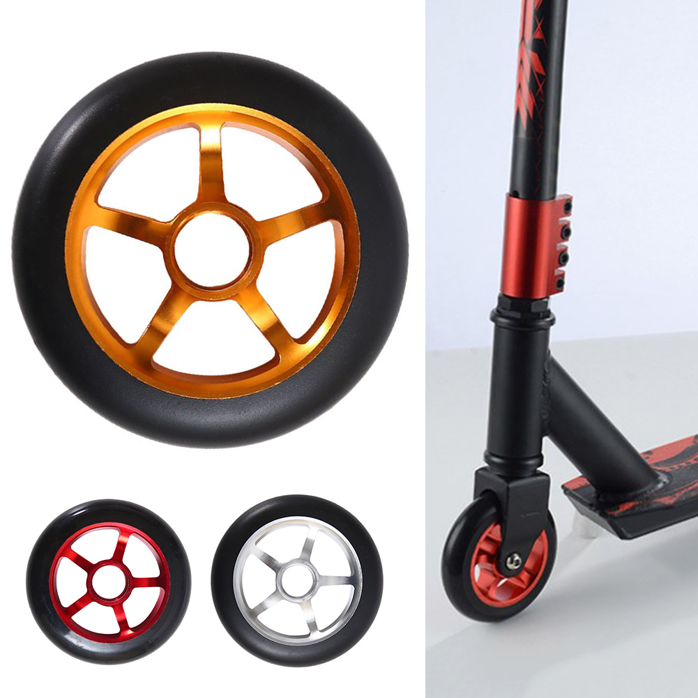 1 Pcs 100mm Pro Scooter Wheels With Bearings Aluminum Alloy Wheel Hub High Elasticity Replacement Scooter Wheel