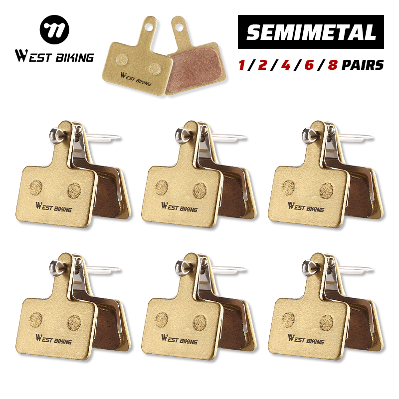 WEST BIKING Bike Brake Pads Copper Semimetal For SHIMANO MT200 M515 C501 1/2/4/6/8 Pairs Wear-resistant Disc Bicycle Brake Pads