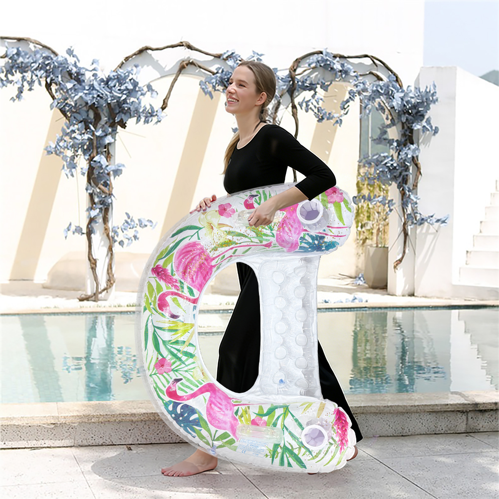 1pc New Durable PVC Flamingo Floating Bed, Foldable And Portable, Suitable For Beach Parties And Water Drifting Equipment