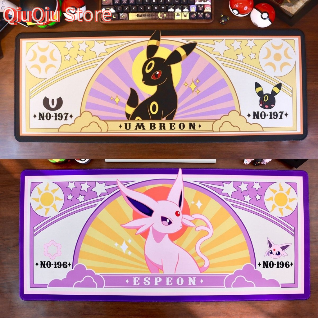 Moon Umbreon Sylveon Espeon Pokemon Eeveelutions Large Extended Gaming Mouse Pad Desk Mat Non-Slip Rubber Base Waterproof Print