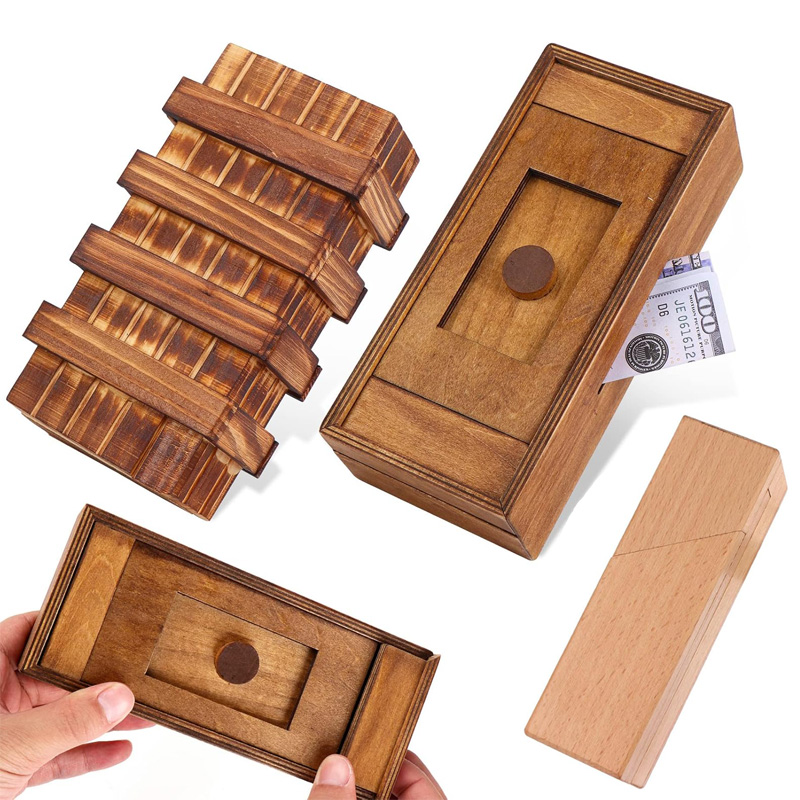 Wooden Puzzle Box with Secret Compartment Magic Drawers Impossible Brain Teaser for Adults Kids Birthday Surprise