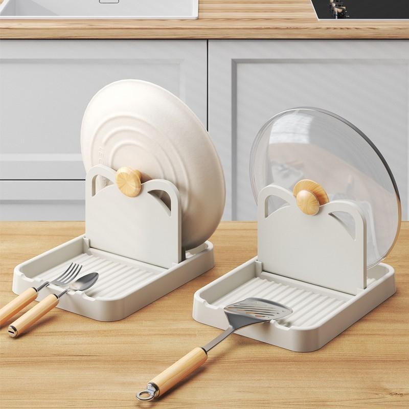 1PC Pot Lid Spoon Rack Foldable for Kitchen Counter Keep The Countertop Clean Cat Ear Utensil Storage Shelf Kitchen Accessories