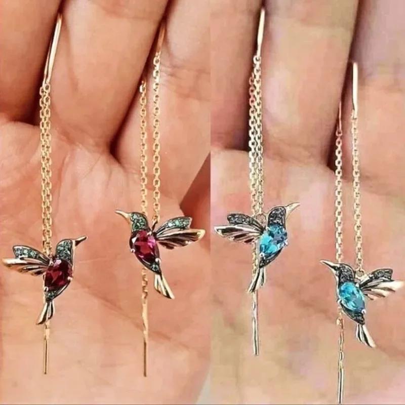 Spreading Wings Bird Earrings Popular European And American Hummingbird Crystal Earline Earrings Creative s Fashion Jewelry