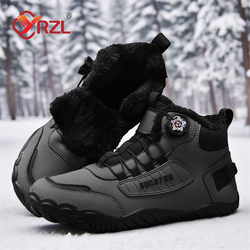 Barefoot Snow Boots Outdoor Trekking Shoes Fur Lined Casual Winter Booties Lightweight Thermal Snow Sneakers for Hiking Climbing