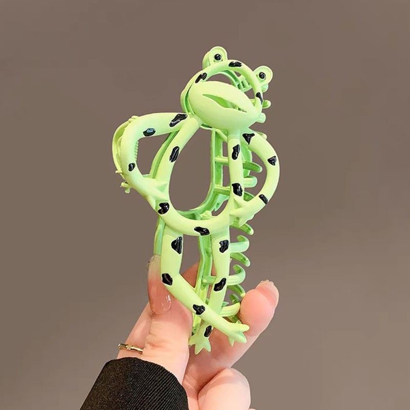 1pc New Funny Frog Hair Clip Large Size Hair Claw Clip Fun Rear Metal Shark Clip