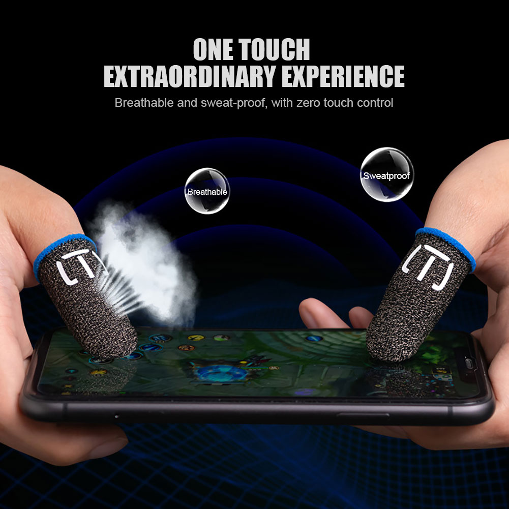 1Pair Anti-slip Gaming Finger Sleeves Finger Glove Fingertips Cot Sweatproof Touch Screen Shoot Aim Finger Cot for Mobile Gaming