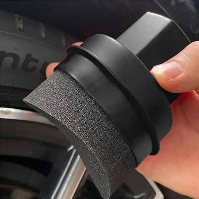 NEW Car Sponge Tire Waxing Sponge Car Wax Applicator Pad with Lid Curved Shaped Easy Waxing Tire Sponge Detailing Cleaning Brush