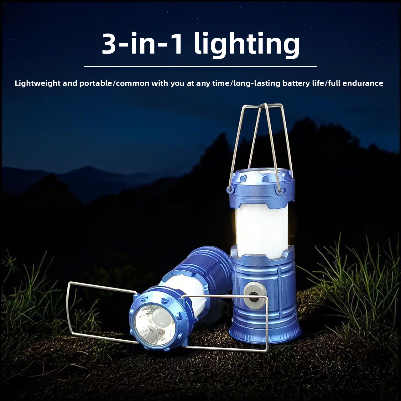 Outdoor camping tent multi-functional portable stretch light camping light portable stretch camping light three-in-one lighting