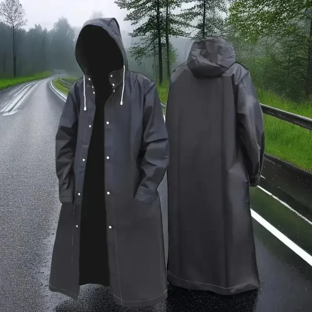EVA Long Raincoat Unisex Male Women Rain Coats Poncho Suit Jacket Tourist Bike Ladies Running Hooded Hiking Rainwears Waterproof - image 1