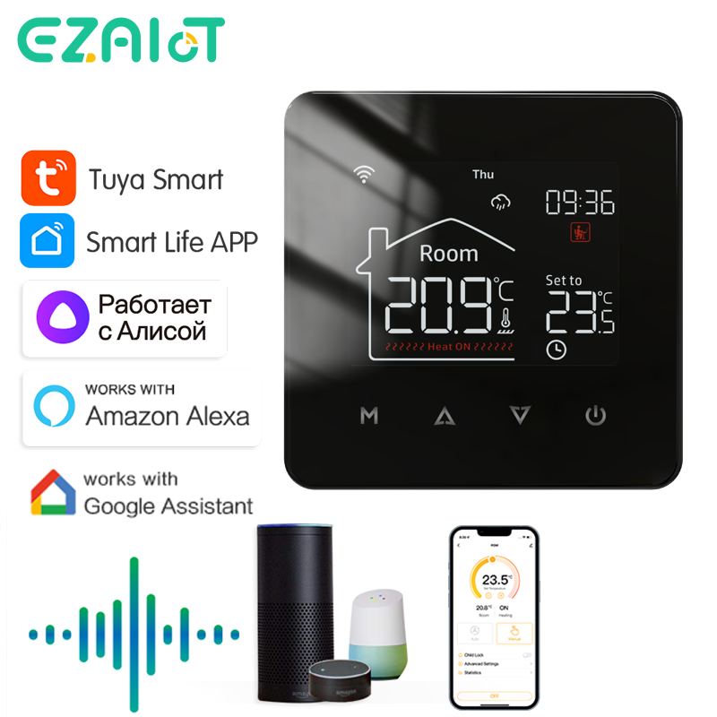WiFi Water/Electric Floor Heating Thermostat Gas Boiler Temperature Controller Tuya/Smart Life APP Alexa Home Voice