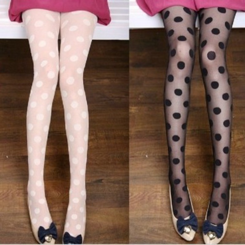 1/2 pairs New summer polka dot ultra-thin women stockings fashionable pantyhose elegant versatile women's stockings