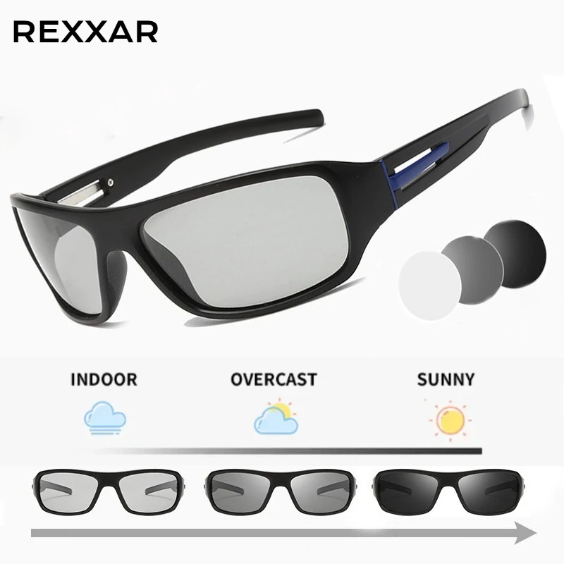 REXXAR Photochromic Cycling Glasses Bicycle Outdoor Sports Sunglasses Discoloration Glasses MTB Road Bike Goggles Bike Eyewear
