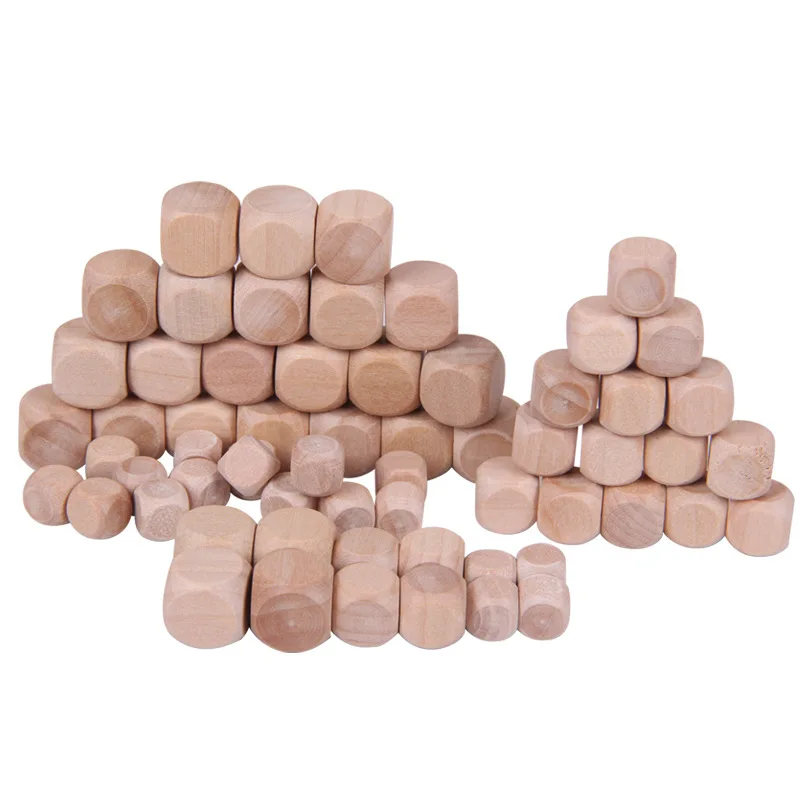 10pcs D6 6 Sided Blank Wood Dice For Party Family DIY Games Printing Engraving Kid Toys