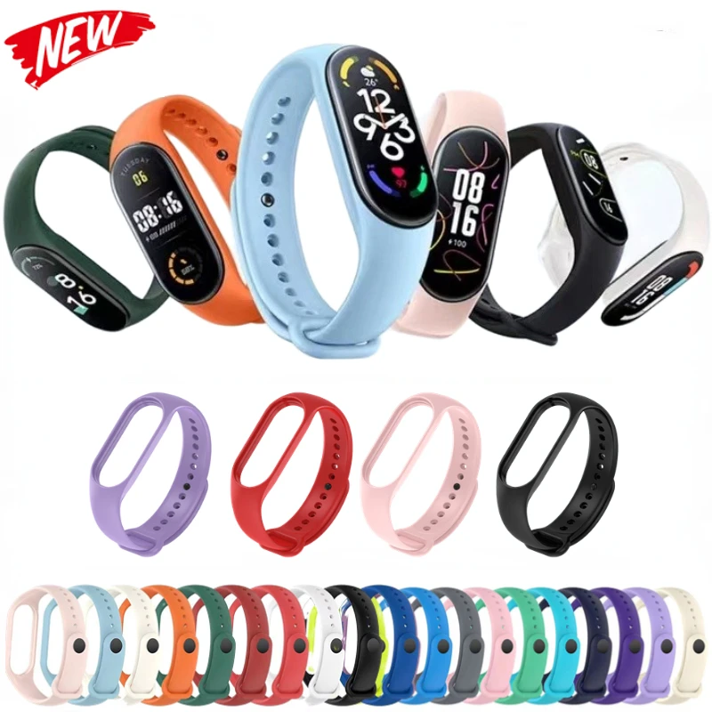 Silicone Strap For Mi Band 7 6 5 4 3 Sports Soft Mi Band 7 6 Replacement Bracelet Belt For Mi band 5 4 Correa Accessory