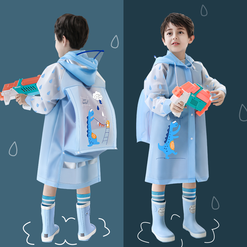 Children Raincoat Girls Boys School Students Backpack Location Waterproof Cartoon Rainwear For 2-12 Years Old Kids
