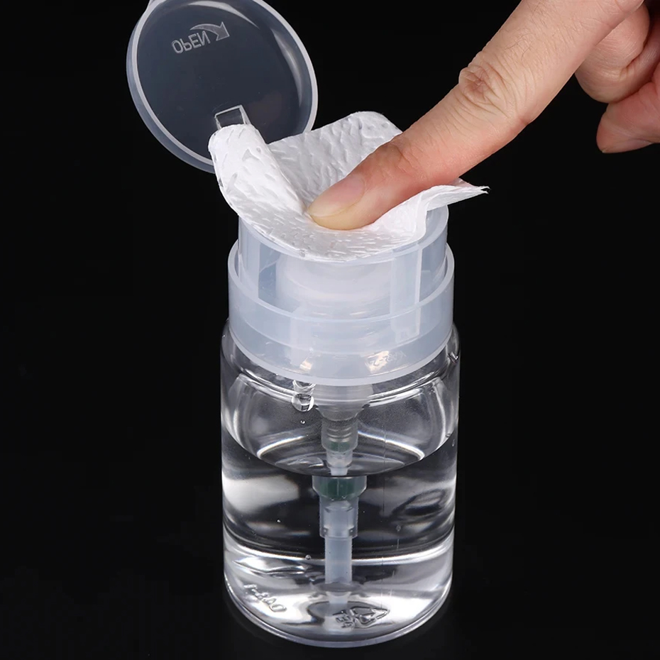 Refillable Glass Nail Polish Remover Bottle Empty Liquid Press Pump Dispenser Manicure Makeup Tool