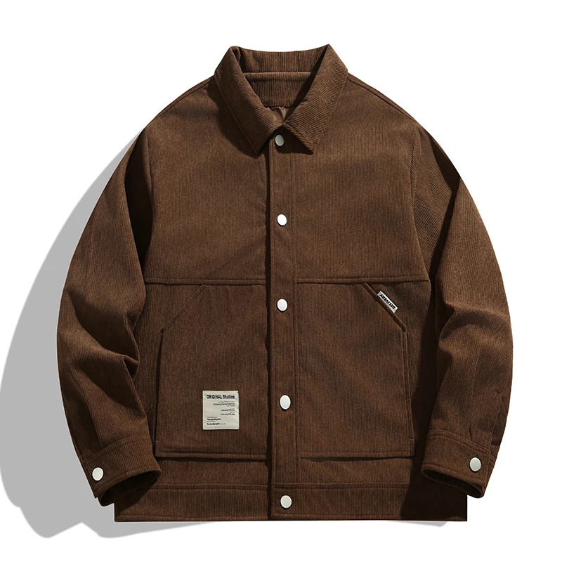 High Quality Corduroy Men's Jacket Outwear Spring Autumn New Men Lapel Coat Simple Comfy Tops Breathable Loose Cardigan