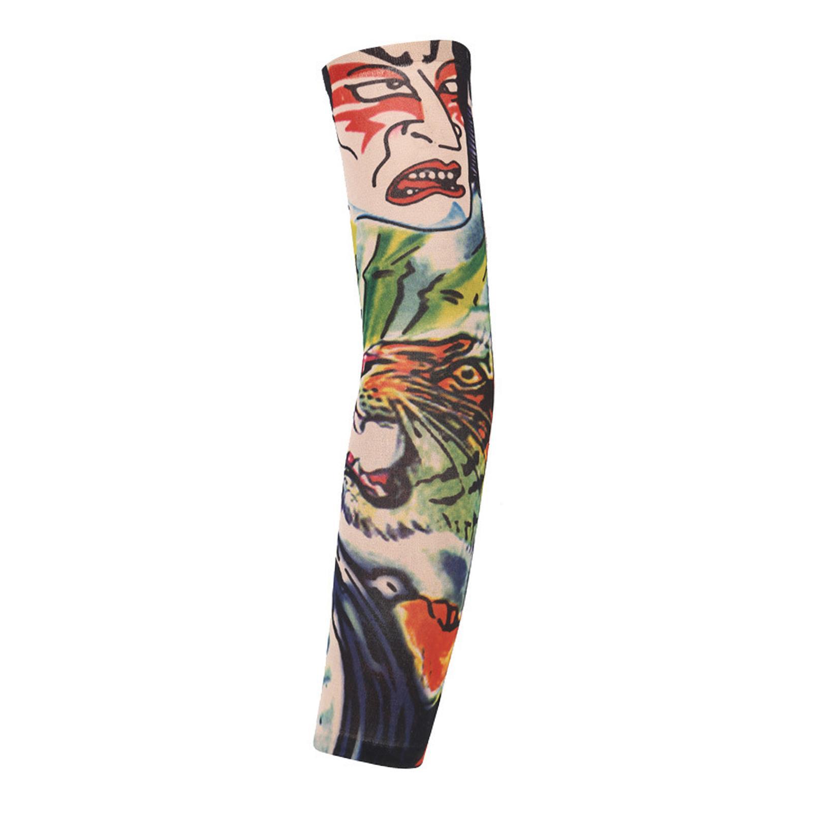 Temporary Tattoo Sleeves, Unisex Elastic Fake Temporary Tattoo Arm Sleeves, Sunscreen Sleeves (Design may vary)