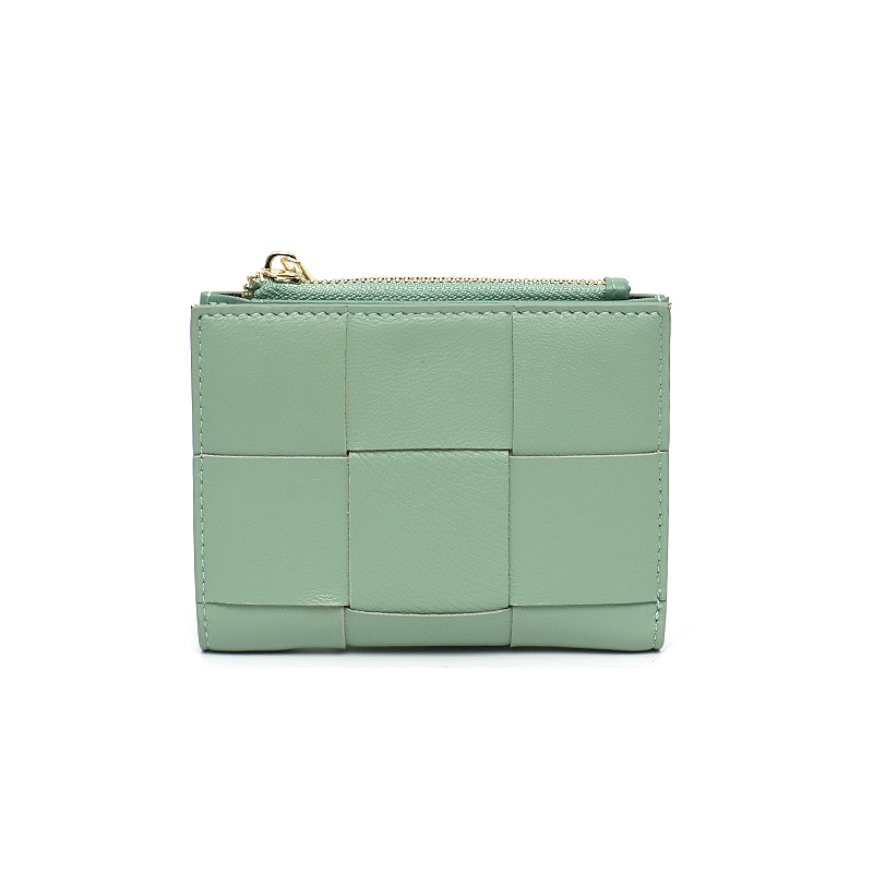 ∩╗┐Brand Design Real Lambskin Leather Woven Short Wallet Women Mini Portable Bifold Coin Purses Cash Note Card Slots Multi Pockets Bles Online DZ-23B-16
