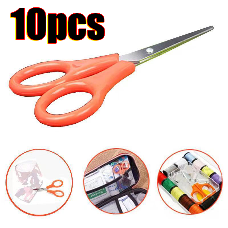 10pcs Small Scissors For Sewing Nails Nose Hair Trimming Accessories Student Safety Hand Scissors Office And Study Supplies