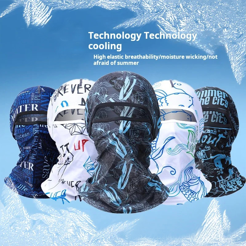Ice Silk Cycling Full Face Cap Sun Anti-UV Protection Outdoor Sports Summer Balaclava Motorcycle Helmet Liner Men Hats Headwear