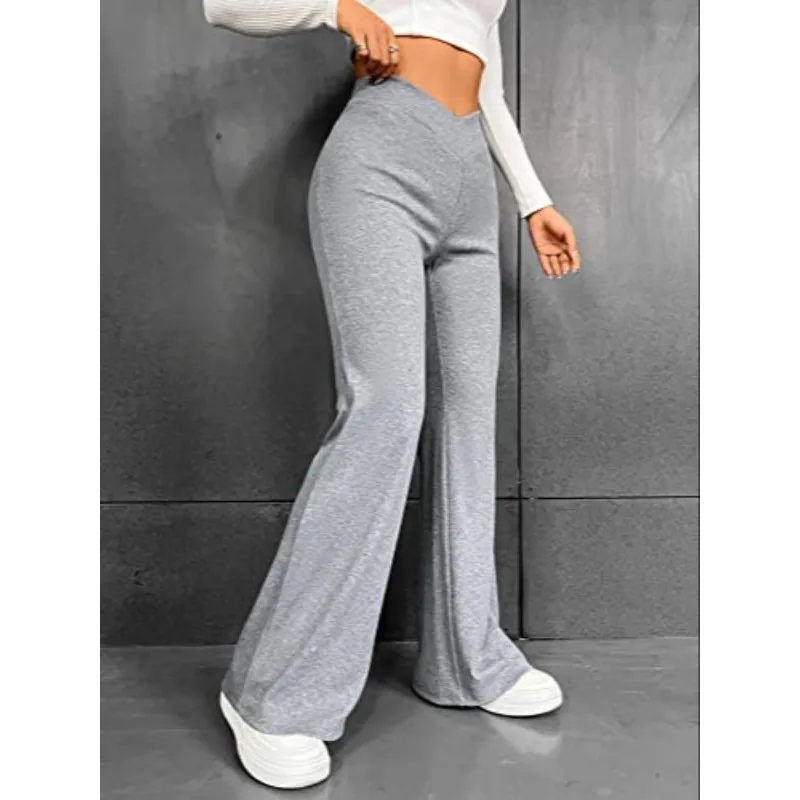 Plus Size 1XL-5XL Women's V-Waist Yoga Pants Gym Running Fitness Sports Pant Female High Waist Hip Lifting Flare Trousers