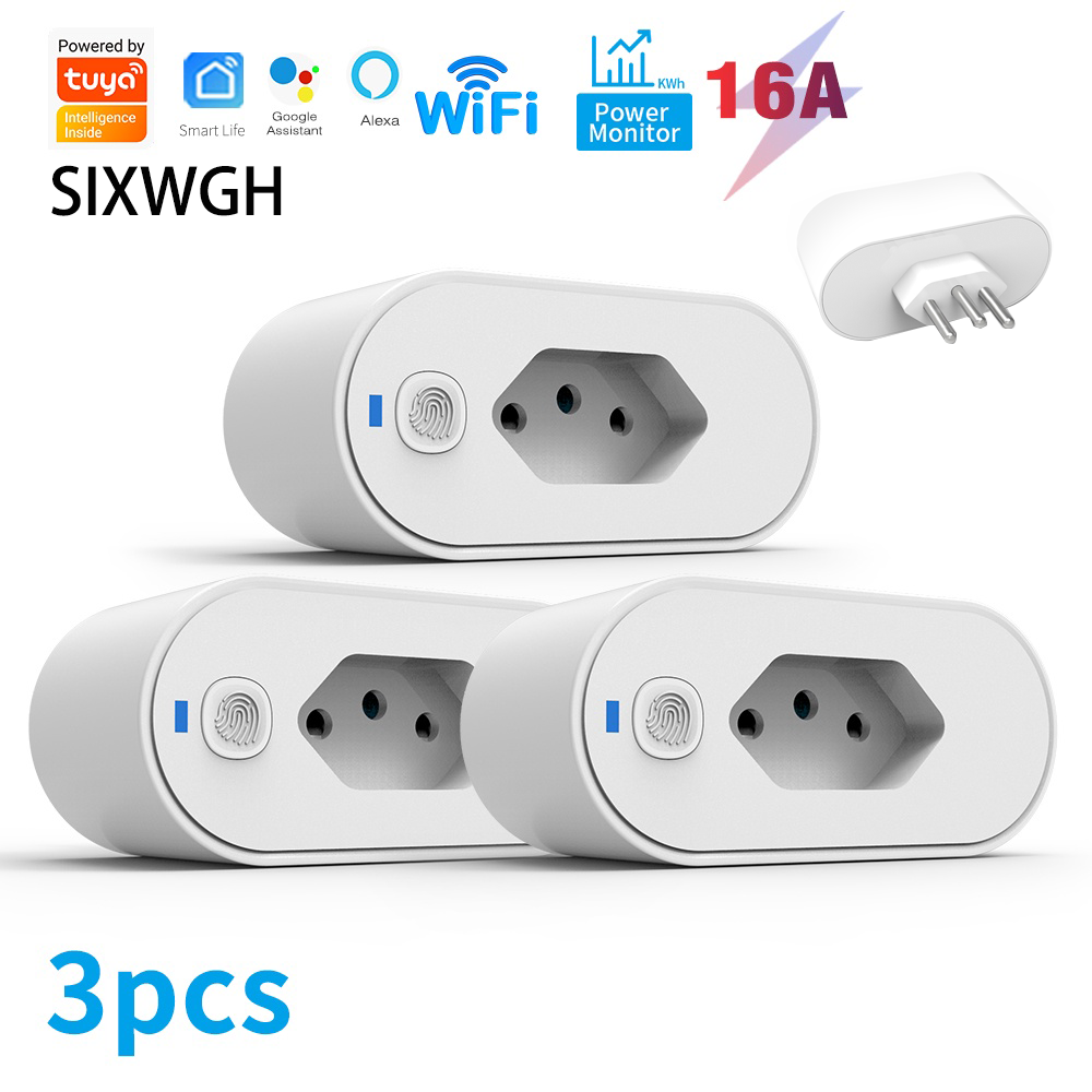 SIXWGH Tuya Wifi Socket Adaptador De Soquete Inteligente 16A Suporte Smart Life App control Alexa Home Controle vioce