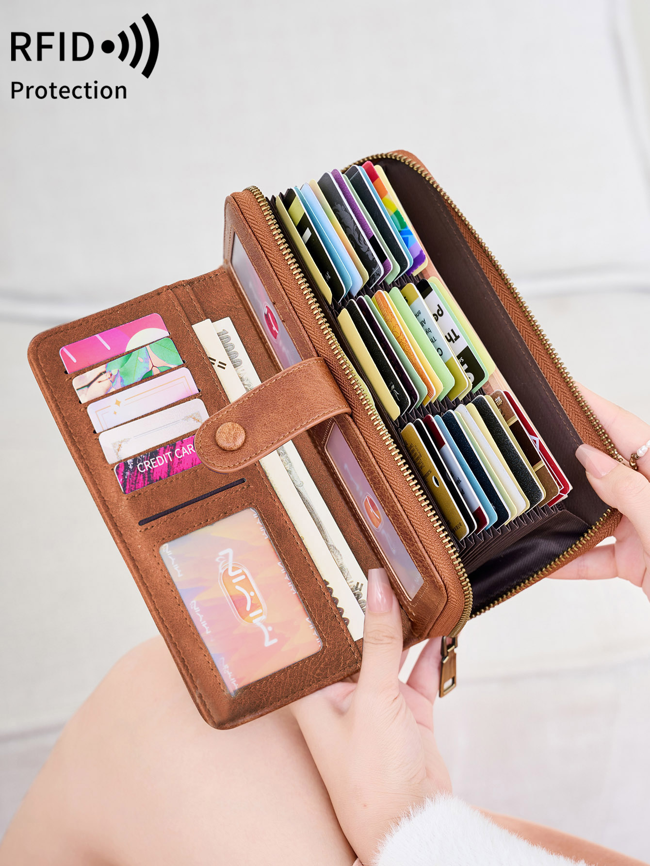 PG Lady Long Wallet Geometric Embossing High Texture Large Capacity Multiple Card Slots Fashion Versatile Shopping Clutch Bag