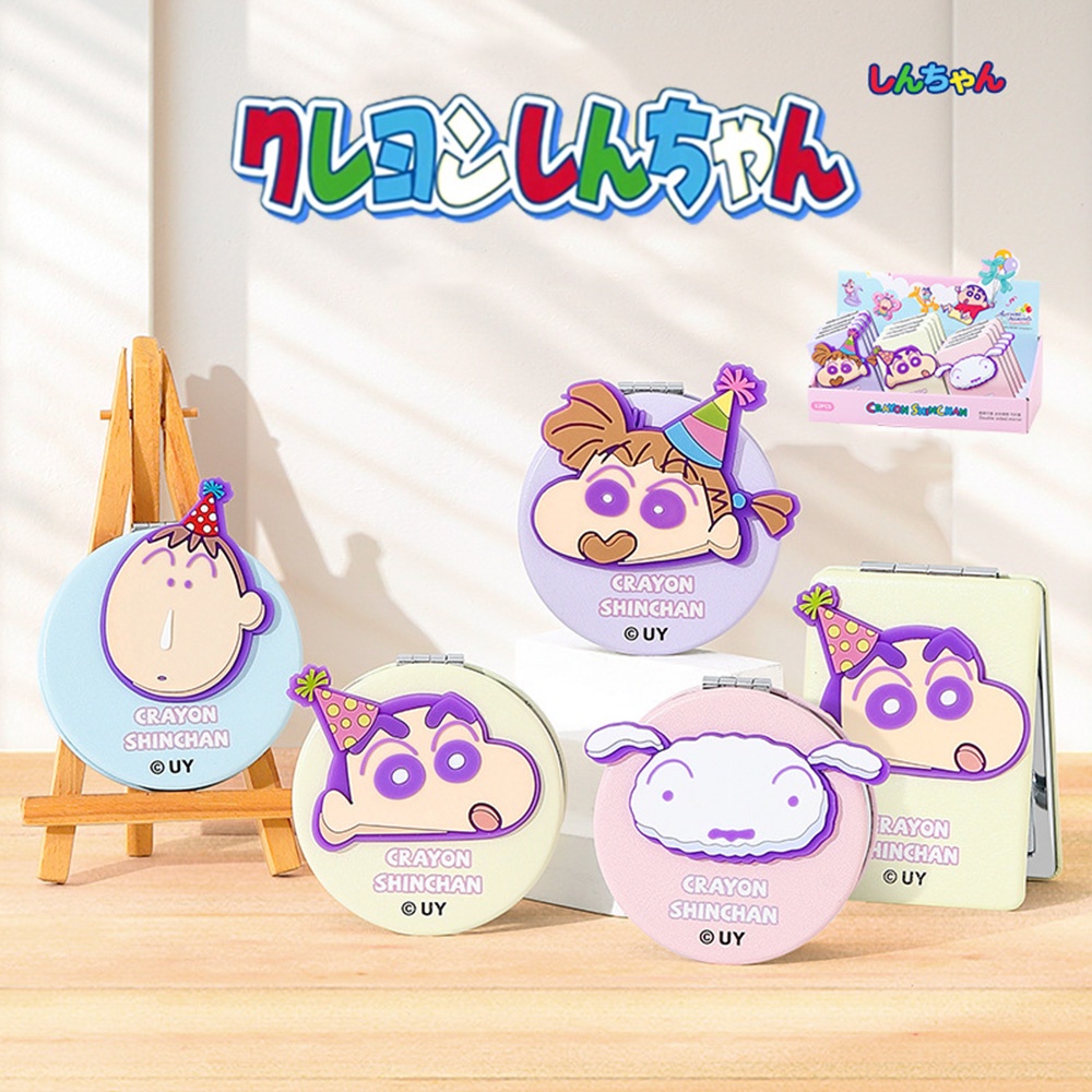 Genuine Anime Crayon Shin-Chan Fold Two-Way Mirrors Cartoon Creative Pocket Mirror Womens Travel Compact Makeup Mirror Girl