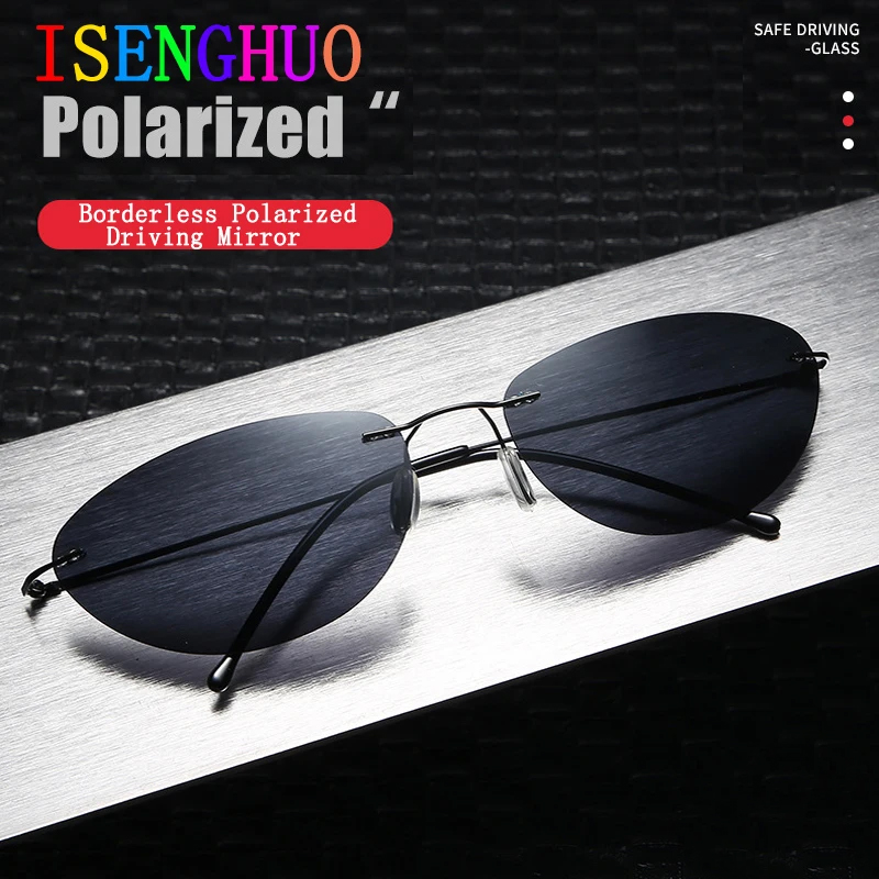 OCYCO Cat Eye Polarized Ultralight Pilot The Matrix Neo Sunglasses Rimless Men Driving Brand Design Sun Glasses