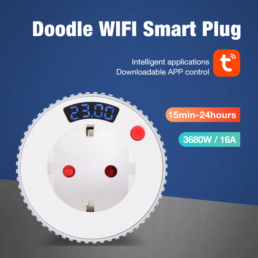 Countdown Switch Socket WiFi Smart Timer Socket Digital Display 15mins-24h 1m-23h59min Timing Control Plug Timer Switch EU Plug