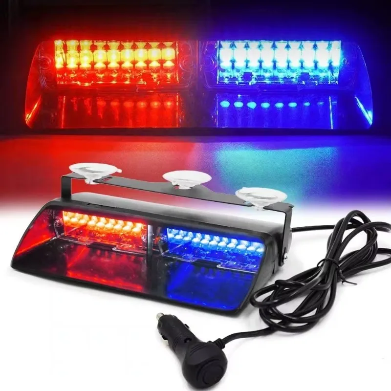 16 LED Strobe Signal Emergency Windshield Warning Beacon Lights Car Suction Cup Accessories Red Blue Green Yellow White Light