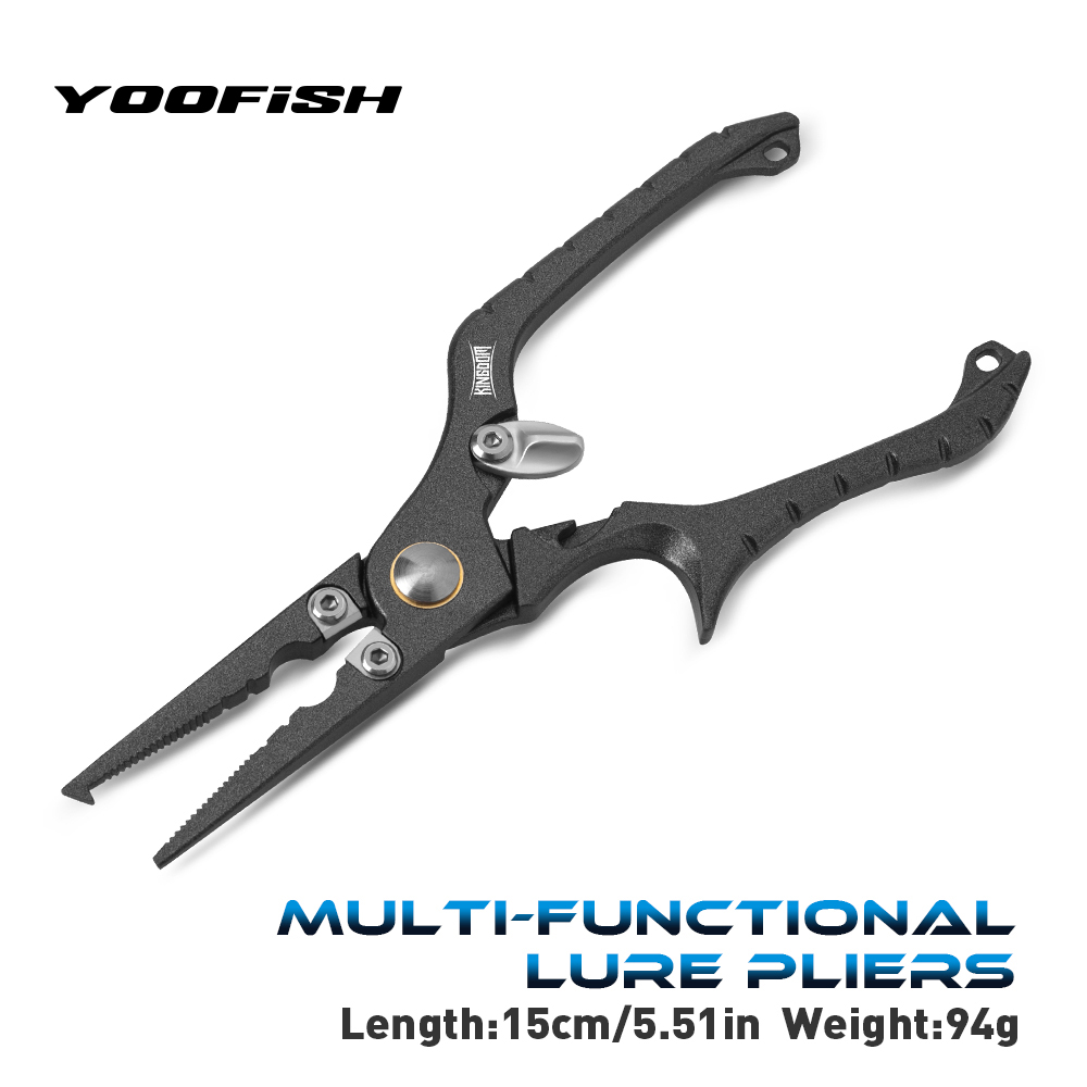 YOOFISH Fishing Pliers Multifunctional 15cm 97g Split Ring Hooks Remover Fishing Tackle Stainless-steel Scissors Fishing Tools
