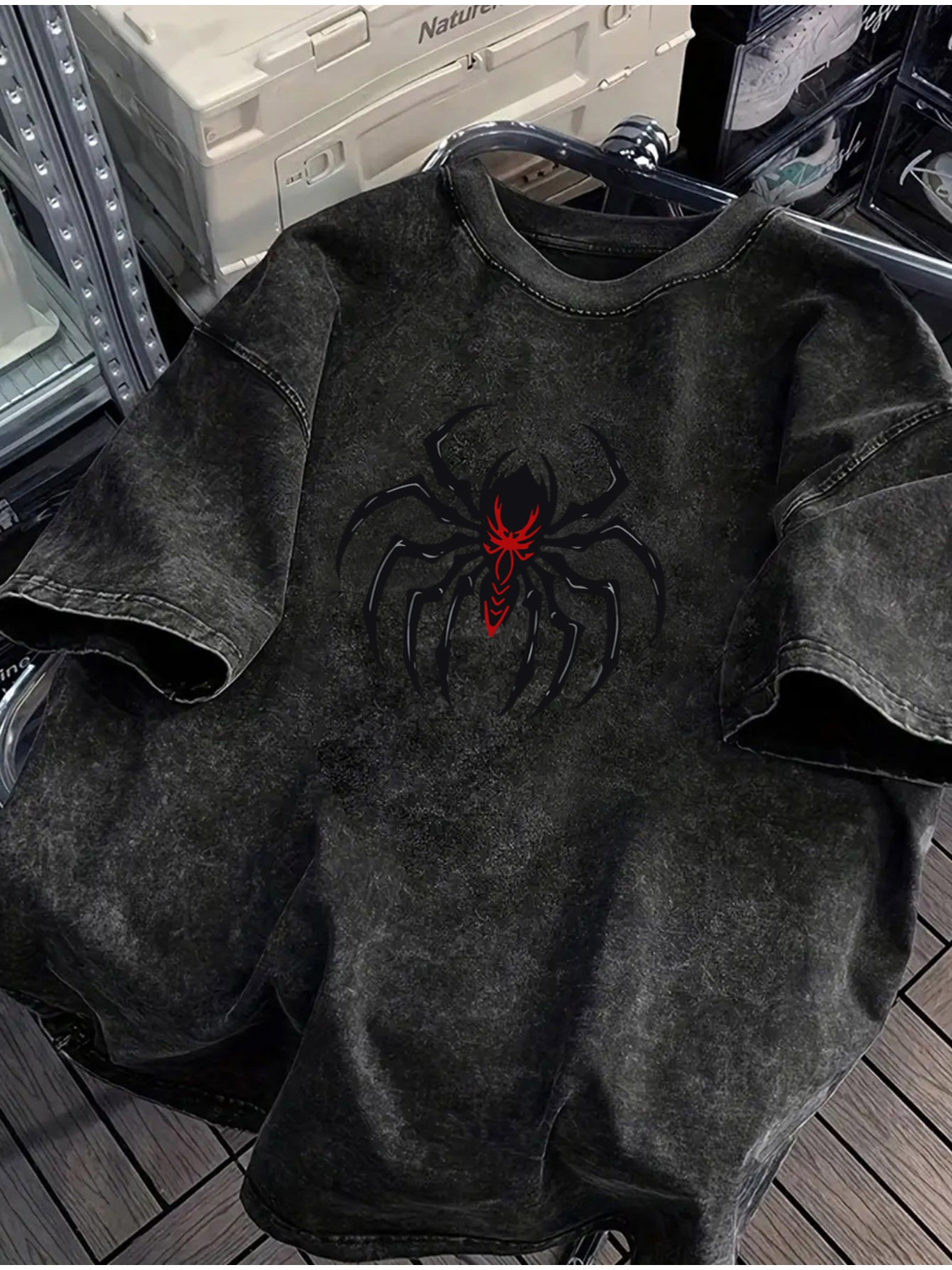 Summer Washed Men's 100% Cotton T Shirt Simple Spider Pattern Print Soft Fabric Street Fashion Style Suitable Daily Commuting