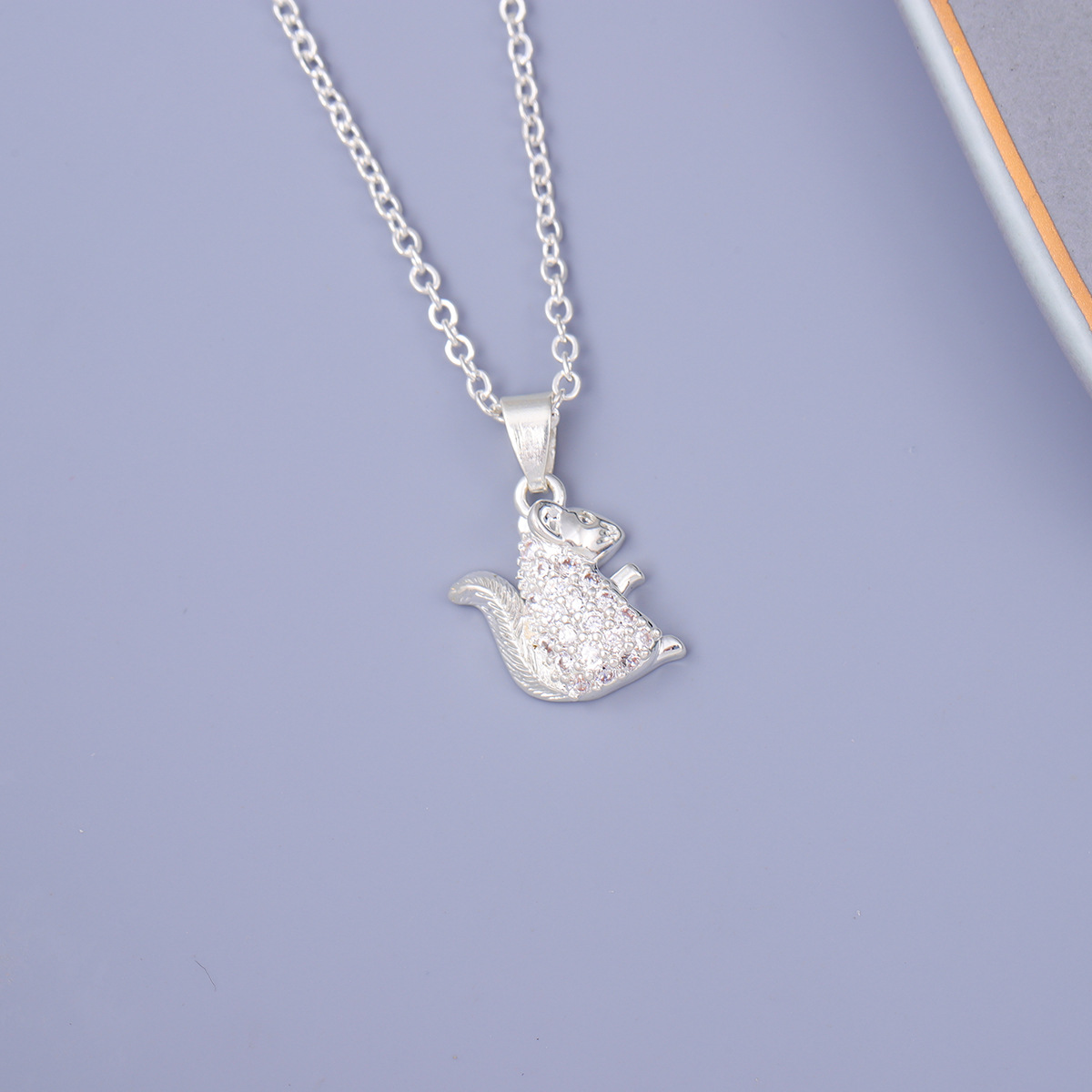 New Arrival Popular Cute Animal Temperament 925 Sterling Silver Jewelry Crystal Small Squirrel Female Pendant Necklaces XL233