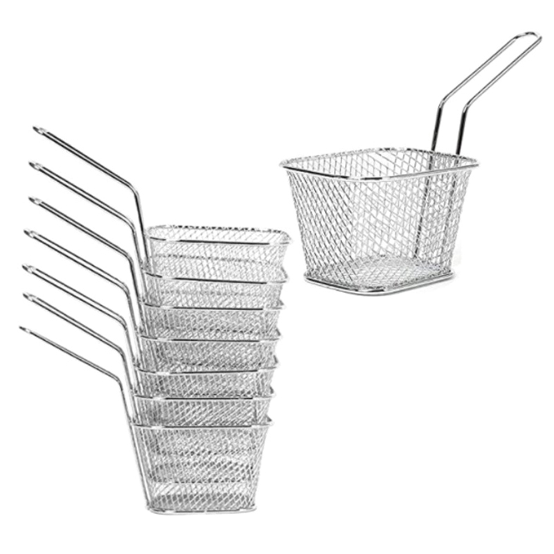 1Pc Stainless Steel Mini Square Frying Basket French Fries Frying Basket Kitchen Oil Separated Tool 9.8*4.1*2.5 inch