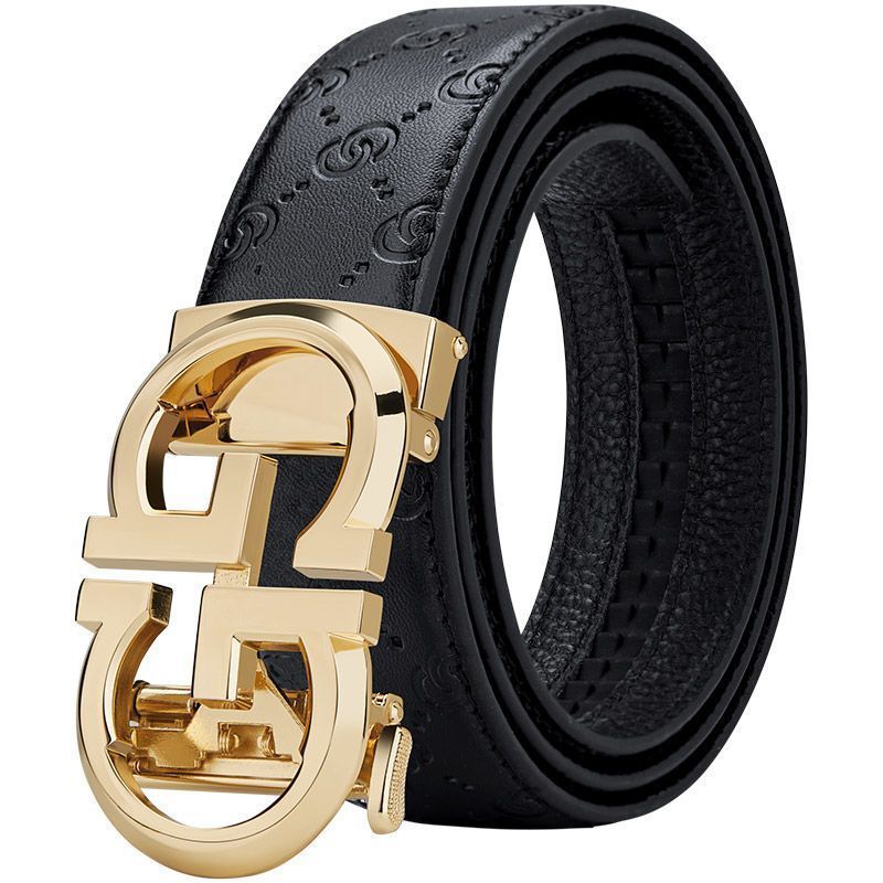 1pc Self-buckle men's belt true automatic new belt fashion young man trouser belt soft leather high-end