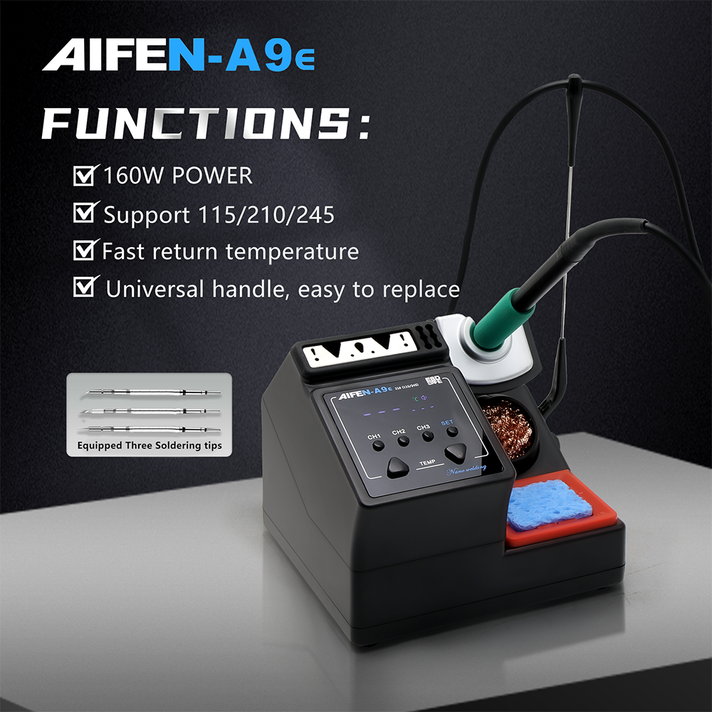 AIFEN A9E 160W Power Repaid Heating Soldering Iron Staion C210 C245 Solder Iron Handle Electronic Welding Rework Station