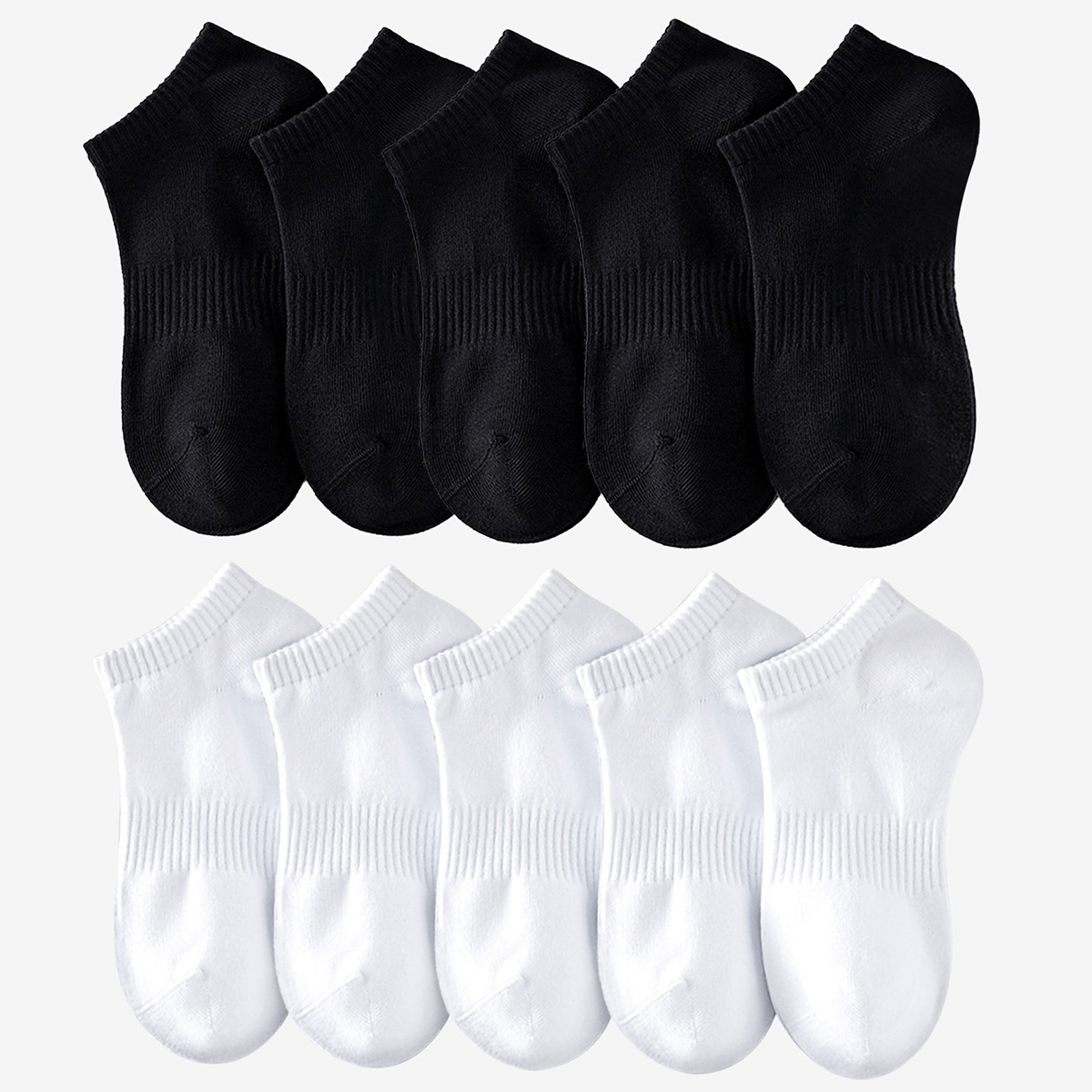 1/5 Pairs Unisex White & Black Thin Casual Low Cut Ankle Socks Athletic Running No Show Short Socks For Women and Men