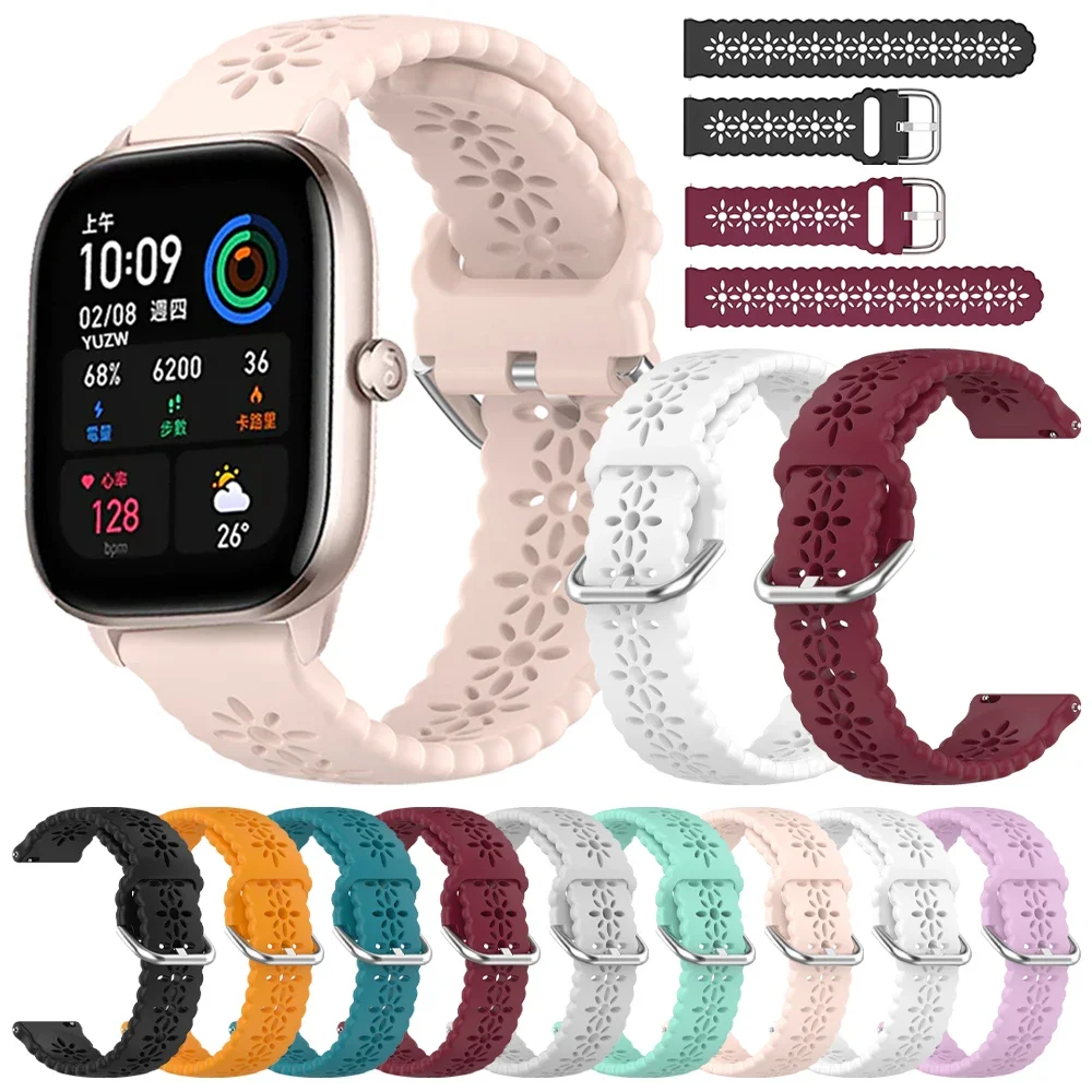 1PCS 20/22mm band For Amazfit GTS/2/2e/3/4 GTS2 Mini/GTR 4/2/2e/3/Pro/47mm/stratos 2/3 bip Silicone Bracelet Xiaomi Watch strap