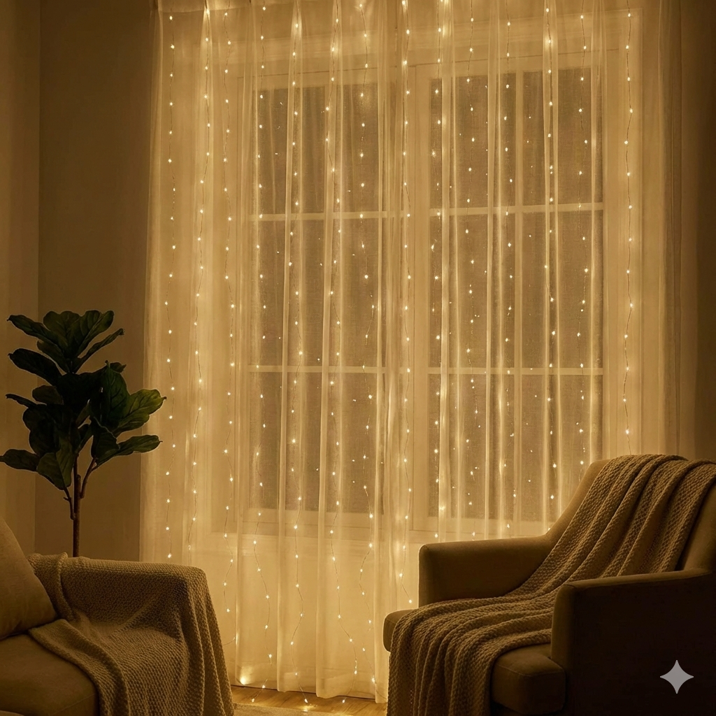USB Remote Control LED Curtain Fairy Lights 8 Modes Window String Lamp for Home Bedroom New Year Holiday Room Decor