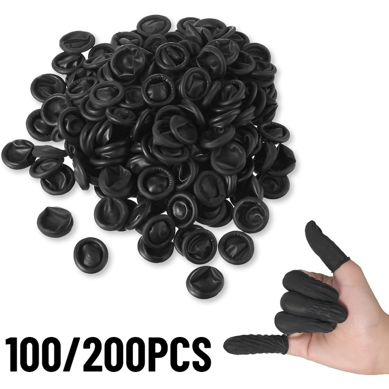 100PCS Black Disposable Finger Cots Multifunctional Detail Cleaning Fingertip Working Beauty Hairdressing Tattoo Tools