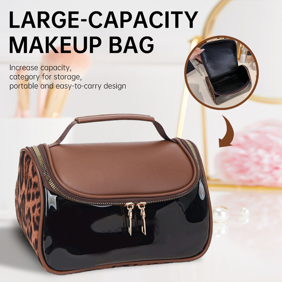 High-End Waterproof Cosmetic Bag for Women, Large Capacity, Portable for Travel, 2026 New Model, Three-Dimensional Transparent Partitioned Toiletry Bag, for Girlfriend