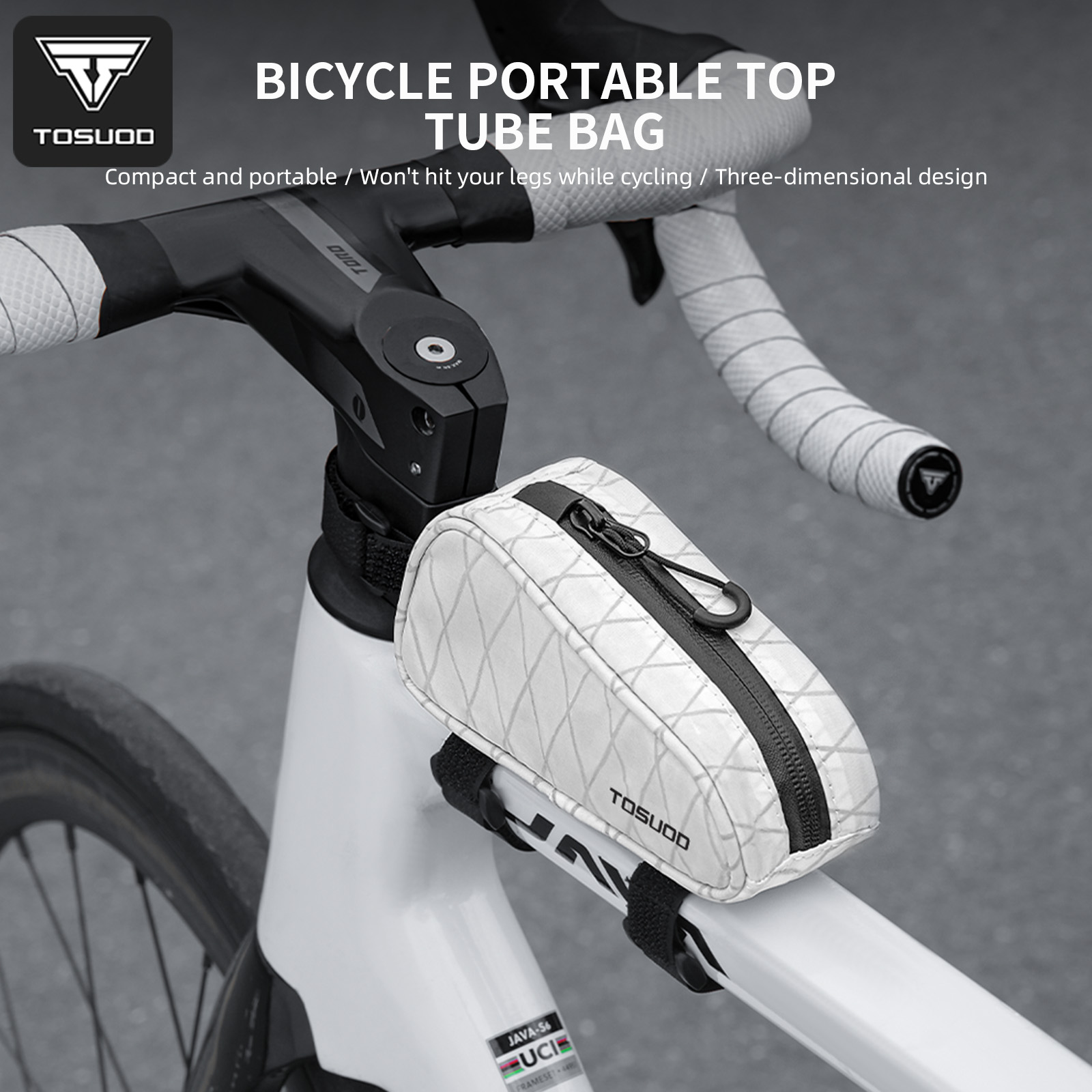 TOSUOD Quick Install Bike Top Tube Bag Lightweight Wear Resistant Front Frame Tool Storage for MTB Road Bicycle Riding Parts